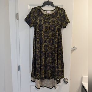 LuLaRoe Black and Gold Geometric Dress, Size XS